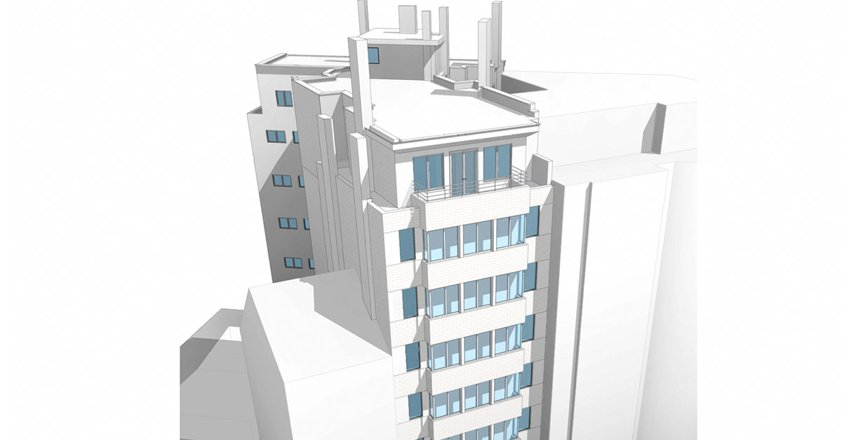 Gevels van een gebouw in Brussel
